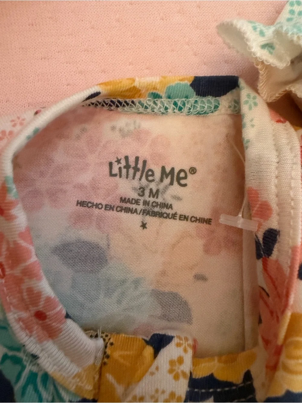Little Me Floral Footed One-Piece in White, Pink & Yellow
